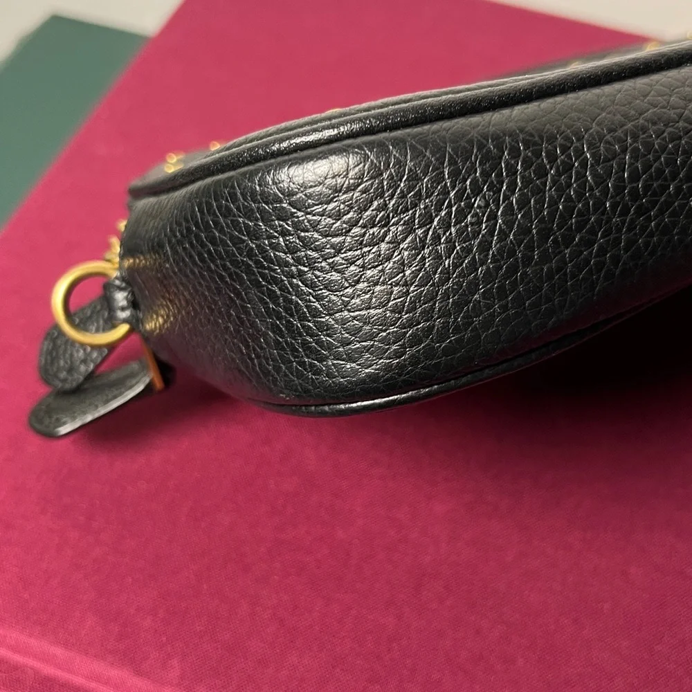 COACH Sadie Border BRDR Rivet Clutch Black Pebble Leather Crossbody *No Strap* - Picture 9 of 15